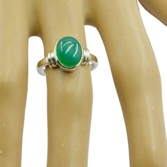 Julieta Green Solitaire Ring India with Silver Band