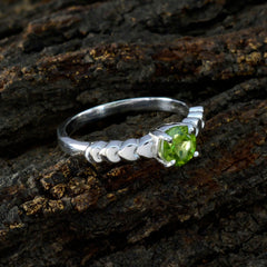 Angel Green Solitaire Ring India with Silver Heart Design