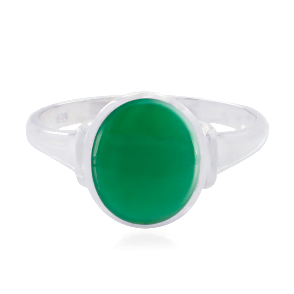 Siti Green Solitaire Ring India Sterling Silver Gemstone Green Onyx Green