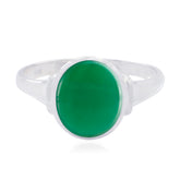 Siti Green Solitaire Ring India Sterling Silver Gemstone Green Onyx Green