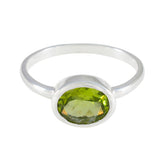 Riya Green Solitaire Ring India with Oval Gemstone Peridot Green