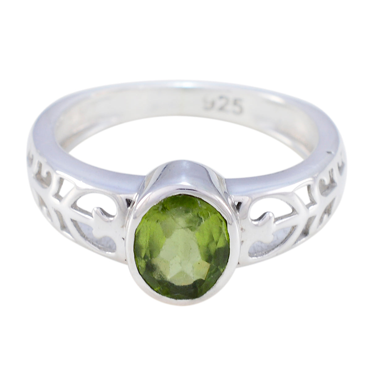 Camila Green Solitaire Ring India with Sterling Silver Peridot Green