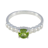 Angel Green Solitaire Ring India with Silver Heart Design Peridot Green