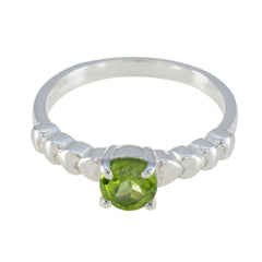 Angel Green Solitaire Ring India with Silver Heart Design Peridot Green