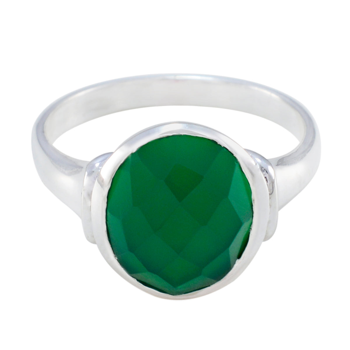 Maria Green Solitaire Ring India in Sterling Silver Green Onyx Green