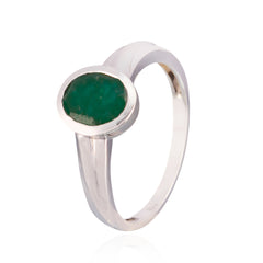 Hannah Green Solitaire Ring India in Silver Band