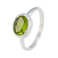 Riya Green Solitaire Ring India with Oval Gemstone