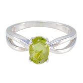 Putri Green Solitaire Ring India with Silver Band Peridot Green