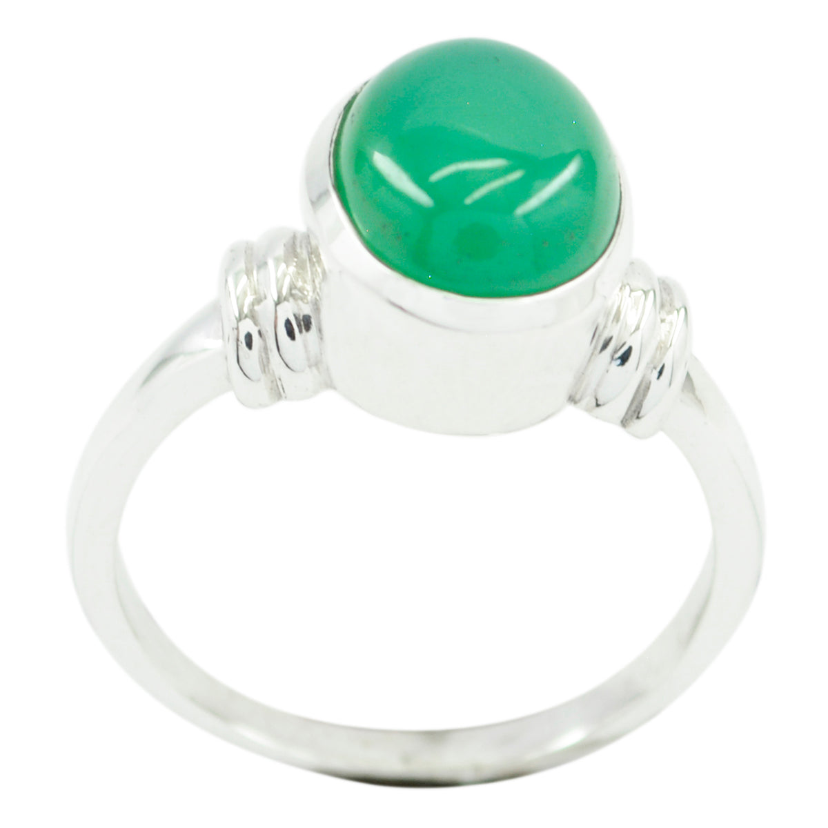 Julieta Green Solitaire Ring India with Silver Band Green Onyx Green