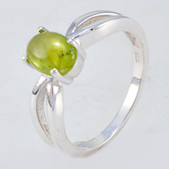 Putri Green Solitaire Ring India with Silver Band