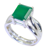 Isabel Green Solitaire Ring India with Silver Band Green Onyx Green