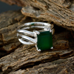 Isabel Green Solitaire Ring India with Silver Band