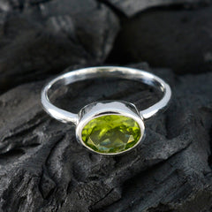 Riya Green Solitaire Ring India with Oval Gemstone