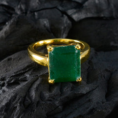 Paula Green Solitaire Ring with Gold-Plated Band