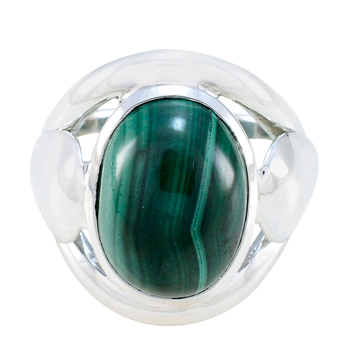 Audrey Contemporary Green Solitaire Ring Malachite Green