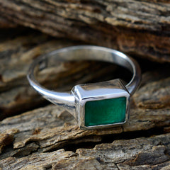 Rosa Green Solitaire Ring in Sterling Silver