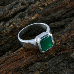 Bianca Green Solitaire Ring in Sterling Silver