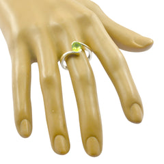 Ying Green Solitaire Ring with Elegant Silver Band