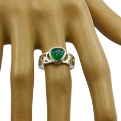 Mila Green Solitaire Ring Silver Band Jewelry