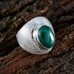 Autumn Green Solitaire Ring with Textured Silver Band