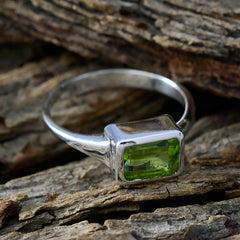Ivy Green Solitaire Ring with Rectangular Gemstone