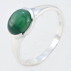 Ella Stylish Green Solitaire Ring Online in Silver