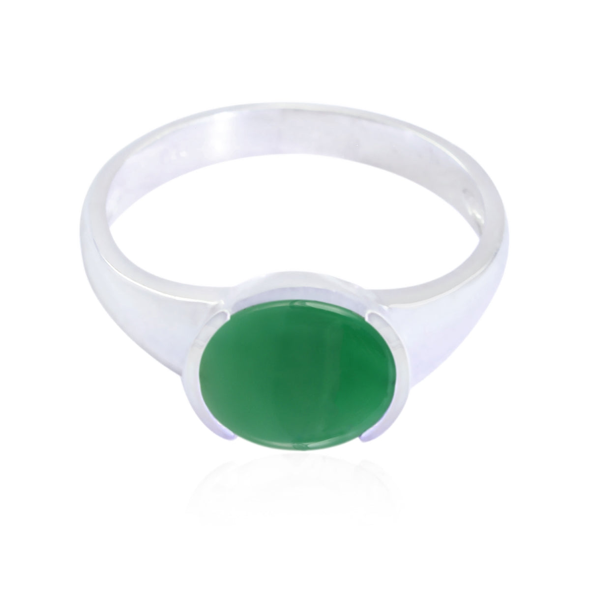 Ella Stylish Green Solitaire Ring Online in Silver Green Onyx Green
