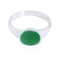 Ella Stylish Green Solitaire Ring Online in Silver Green Onyx Green