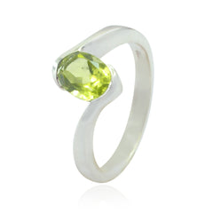 Ying Green Solitaire Ring with Elegant Silver Band