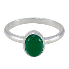 Chen Green Solitaire Ring Elegant Silver Jewelry