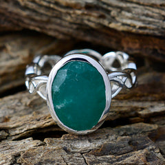 Sofia Green Solitaire Ring with Sterling Silver Band