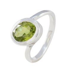 Siti Green Solitaire Ring with Oval Gemstone