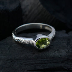 Siti Green Solitaire Ring with Oval Green Gemstone