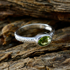 Siti Green Solitaire Ring with Oval Green Gemstone