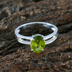 Audrey Green Solitaire Ring in Sterling Silver