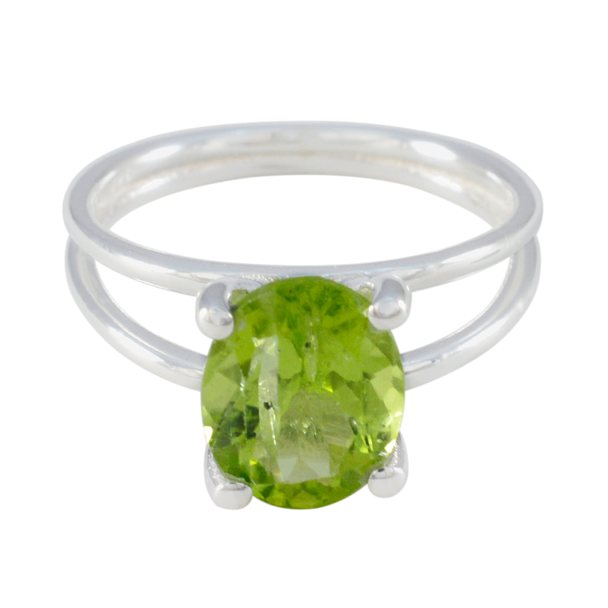 Meera Contemporary Green Solitaire Ring Peridot Green
