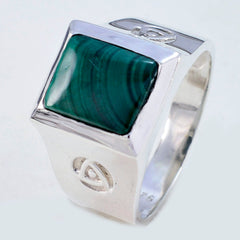 Harper Green Solitaire Ring with Square Gemstone