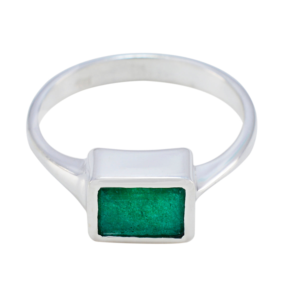 Rosa Green Solitaire Ring in Sterling Silver Indian Emerald Green