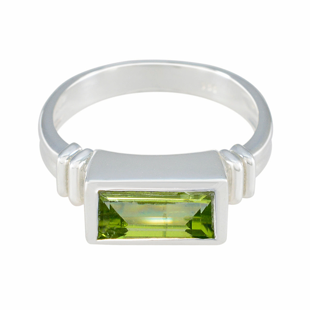Liyana Green Solitaire Ring with Elegant Gemstone Peridot Green