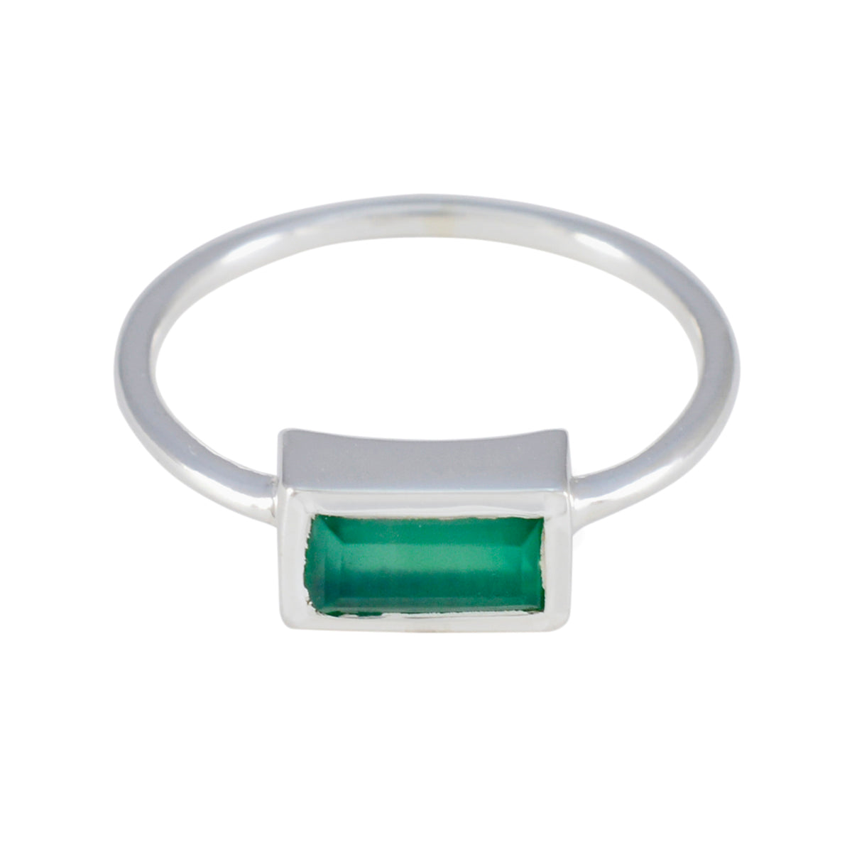 Ivy Green Solitaire Ring Elegant Silver Gemstone Green Onyx Green