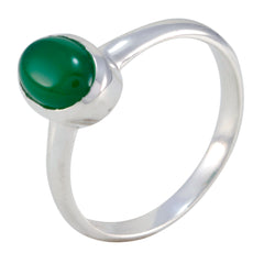 Chen Green Solitaire Ring Elegant Silver Jewelry