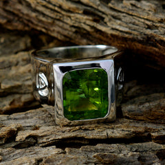 Bruna Green Solitaire Ring Sterling Silver Square Gem