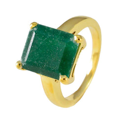 Paula Green Solitaire Ring with Gold-Plated Band