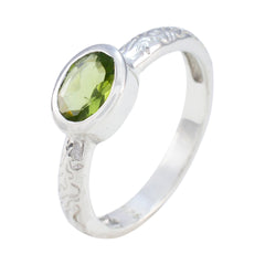 Siti Green Solitaire Ring with Oval Green Gemstone