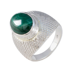 Autumn Green Solitaire Ring with Textured Silver Band