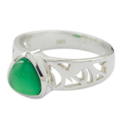 Mila Green Solitaire Ring Silver Band Jewelry