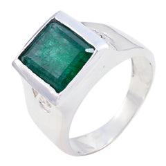 Hannah Green Solitaire Ring with Square Gemstone