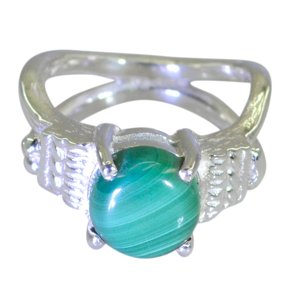 Ana Green Solitaire Ring with Gemstone Detail Malachite Green