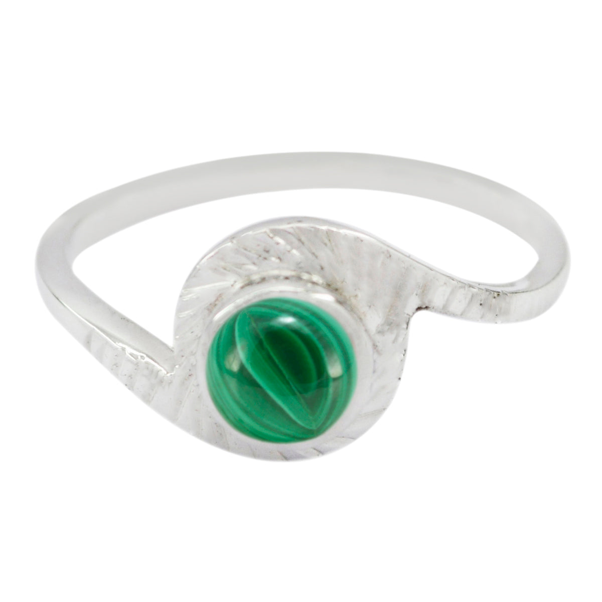 Siti Green Solitaire Ring with Elegant Silver Band Malachite Green