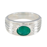 Cecilia Green Solitaire Ring with Silver Band Indian Emerald Green